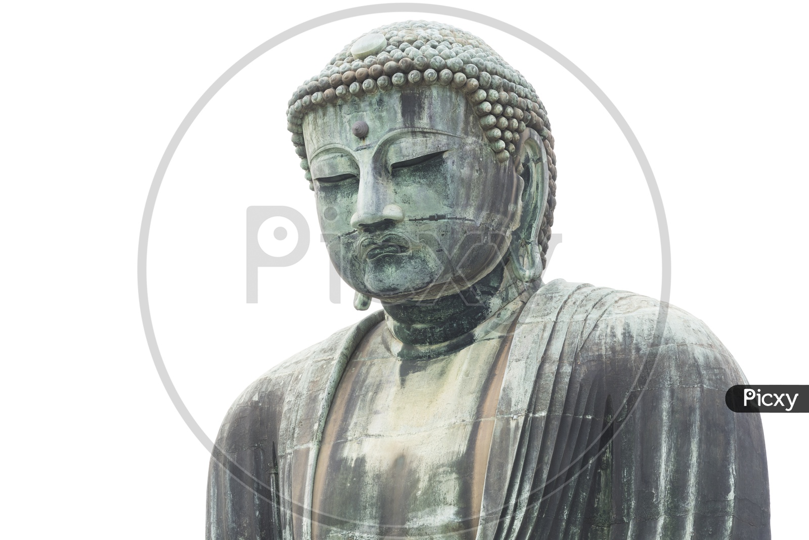 Japanese Buddha statue Over an  isolate on white