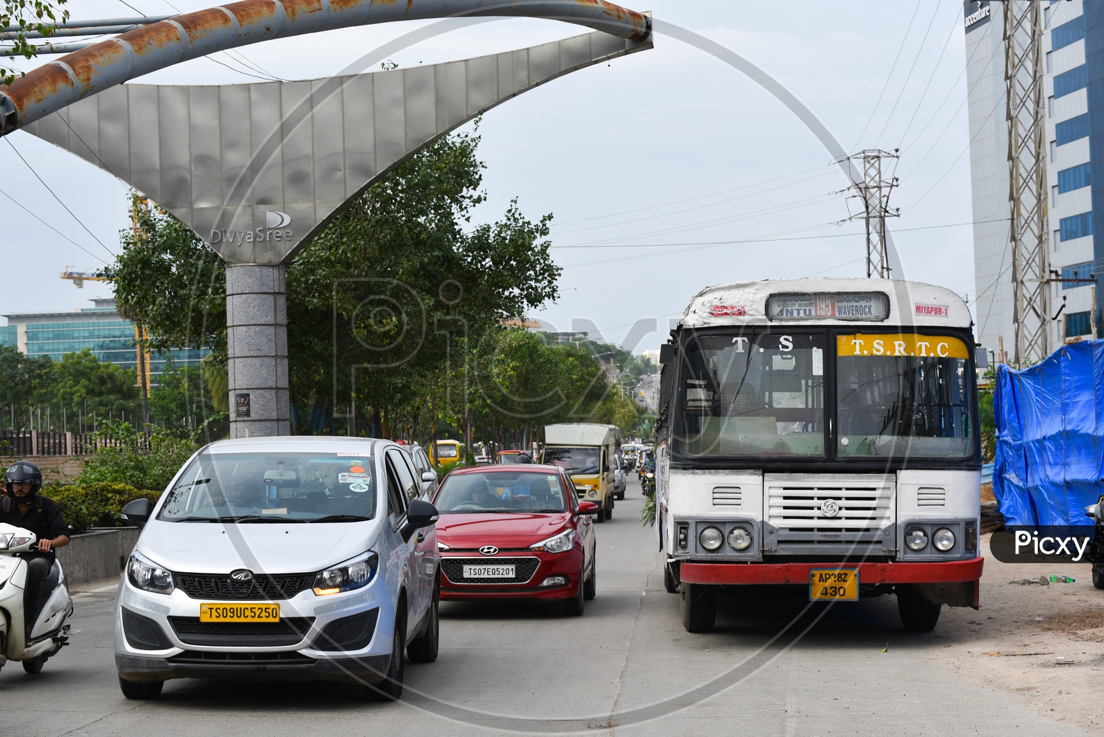 TSRTC  City Bus On  Roads at Financial District