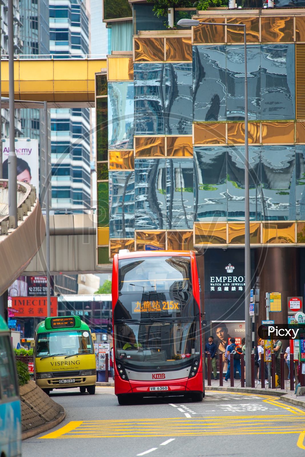 Double Decker City Bus on Hong Kong Roads