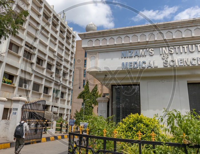 Nizam's Institute Of Medical Sciences  Name On Entrance Arch