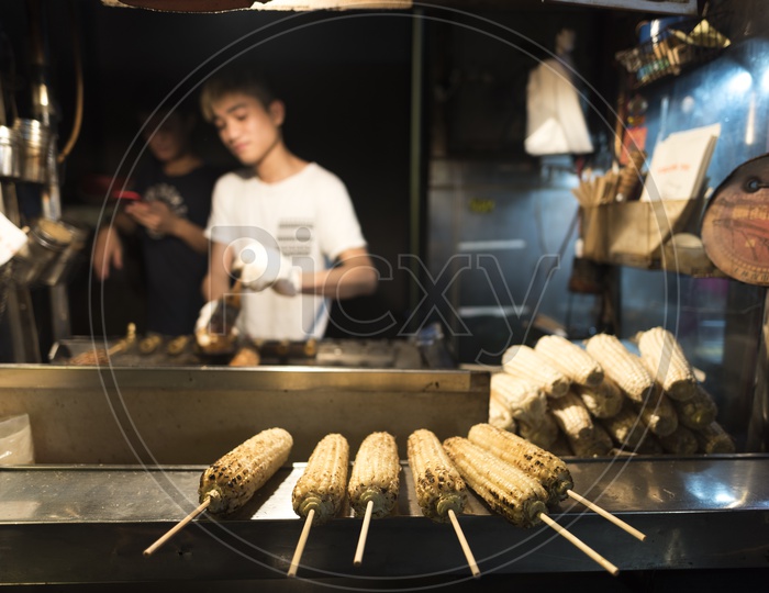 Grilled Corn Street Food in Thailand