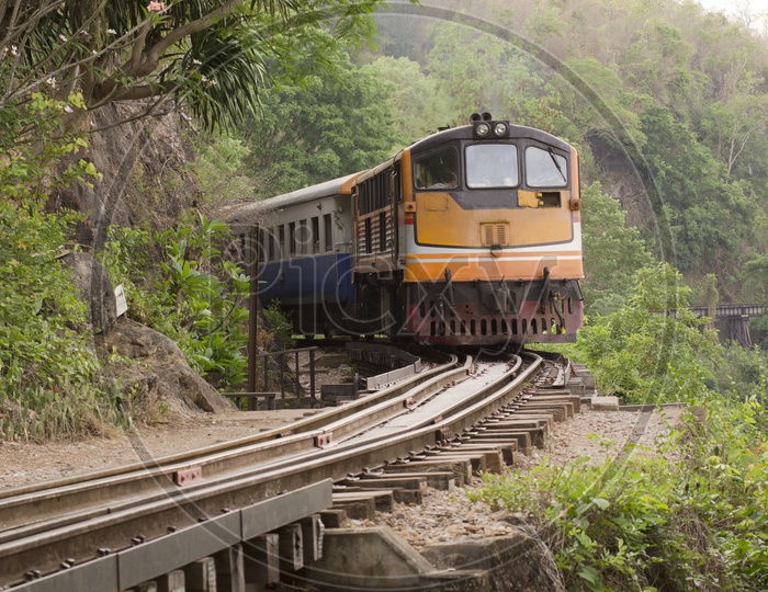 Train  Moving on The Death Railway Track