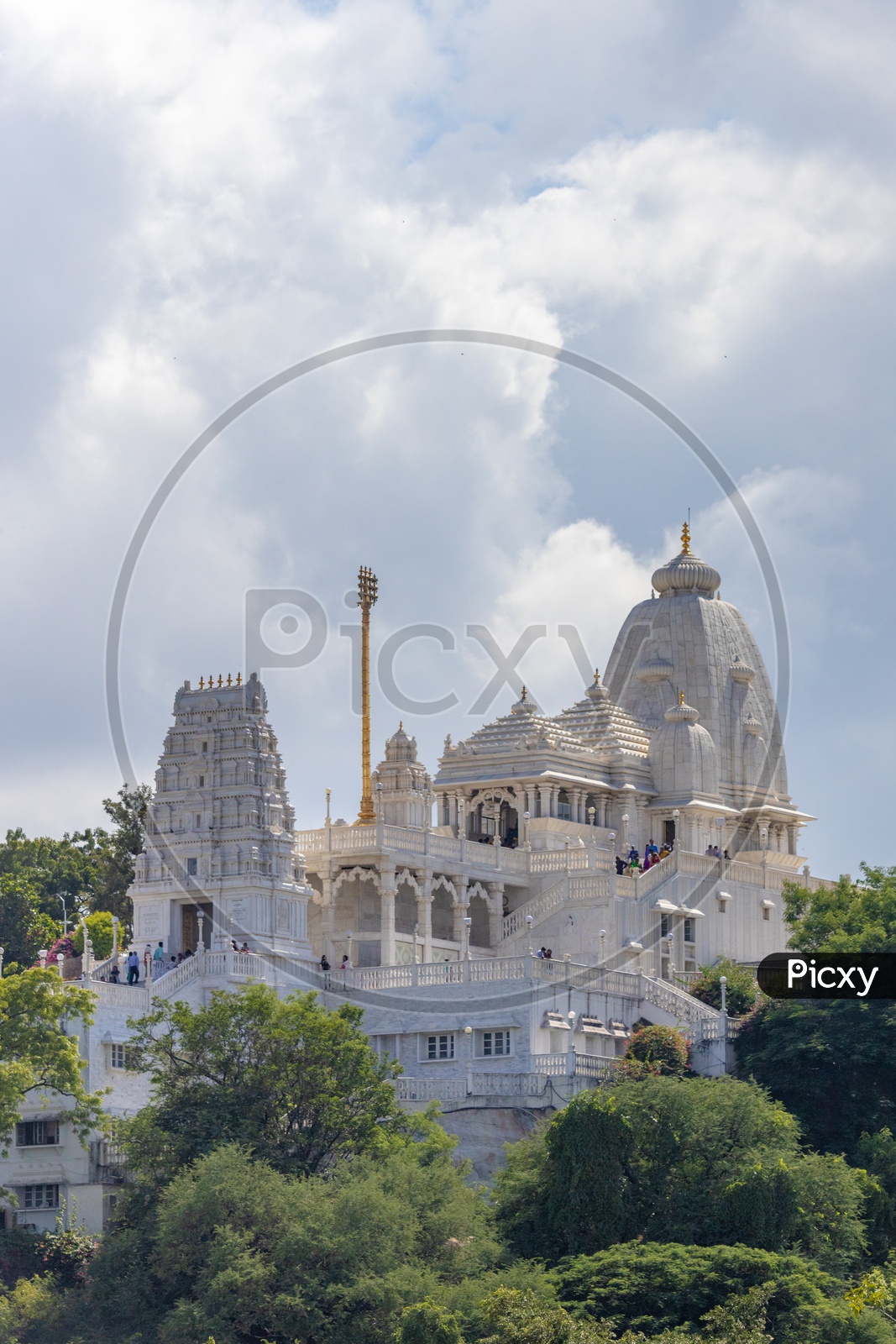 Closeup  of Birla Mandir Temple On Naubath  Pahad  in Hyderabad
