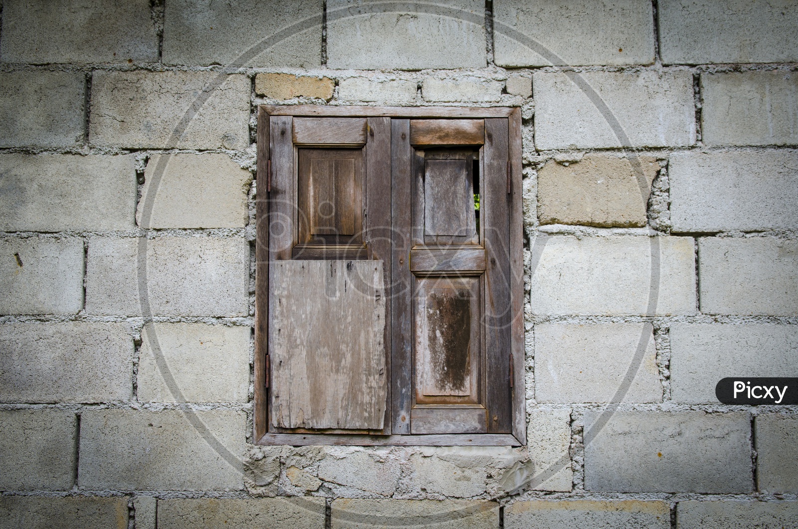 Traditional Wooden Window On a wall Closeup Forming a Background
