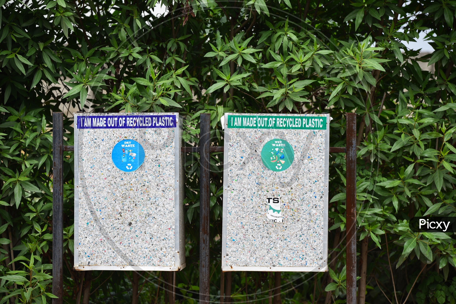 Dustbin Or trash Bin Made Of Recycled Plastics by GHMC On Hyderabad City Roads