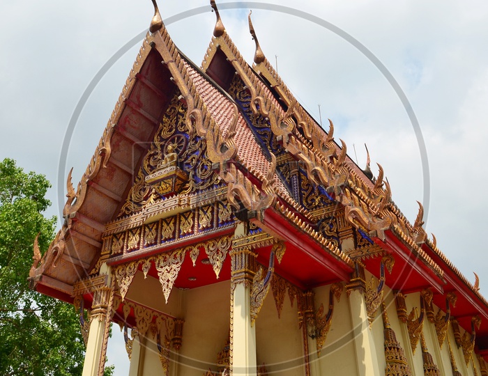 Thai temple Shrine At Wat Yai Chai Monhkhon in Ayutthaya Province
