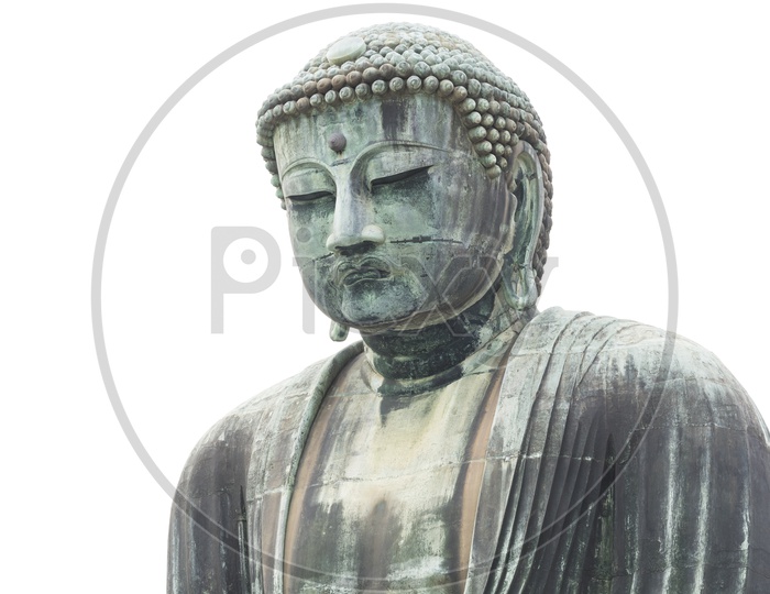 Japanese Buddha statue Over an  isolate on white