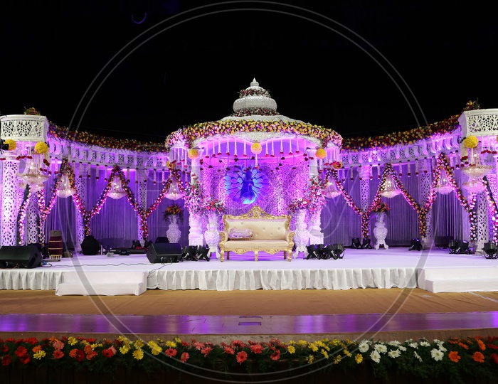 Decorative Outdoor Wedding Stage with lights