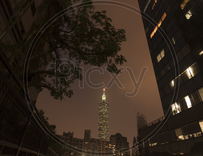 View Of Famous 101 Building Or Skyscraper in Taipei City