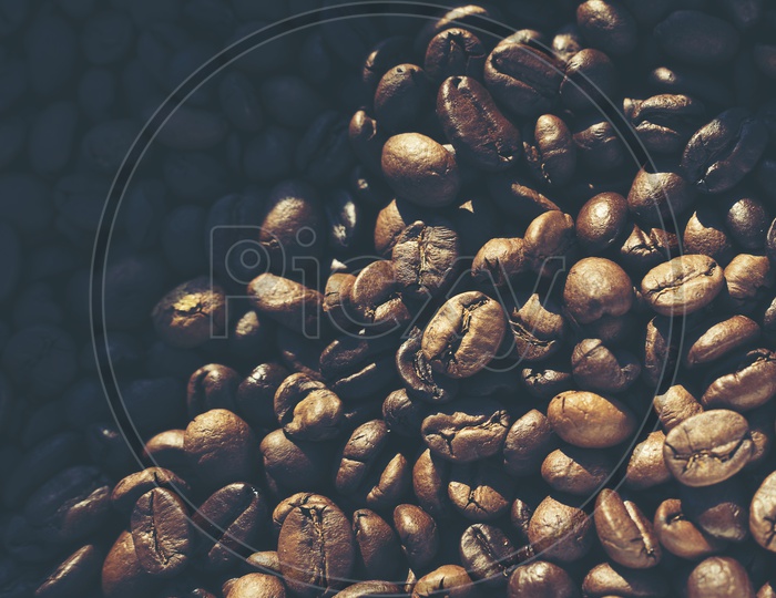 Roasted Coffee Beans Filled Background With Vintage Filter