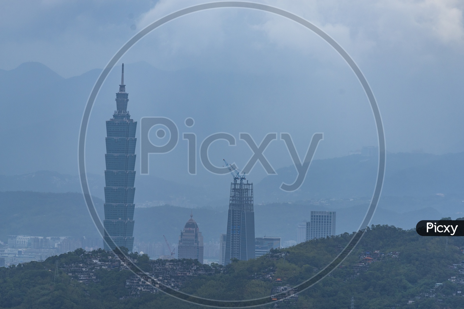 View Of Taipei City Scape With Famous 101 Building From Elephant Mountains