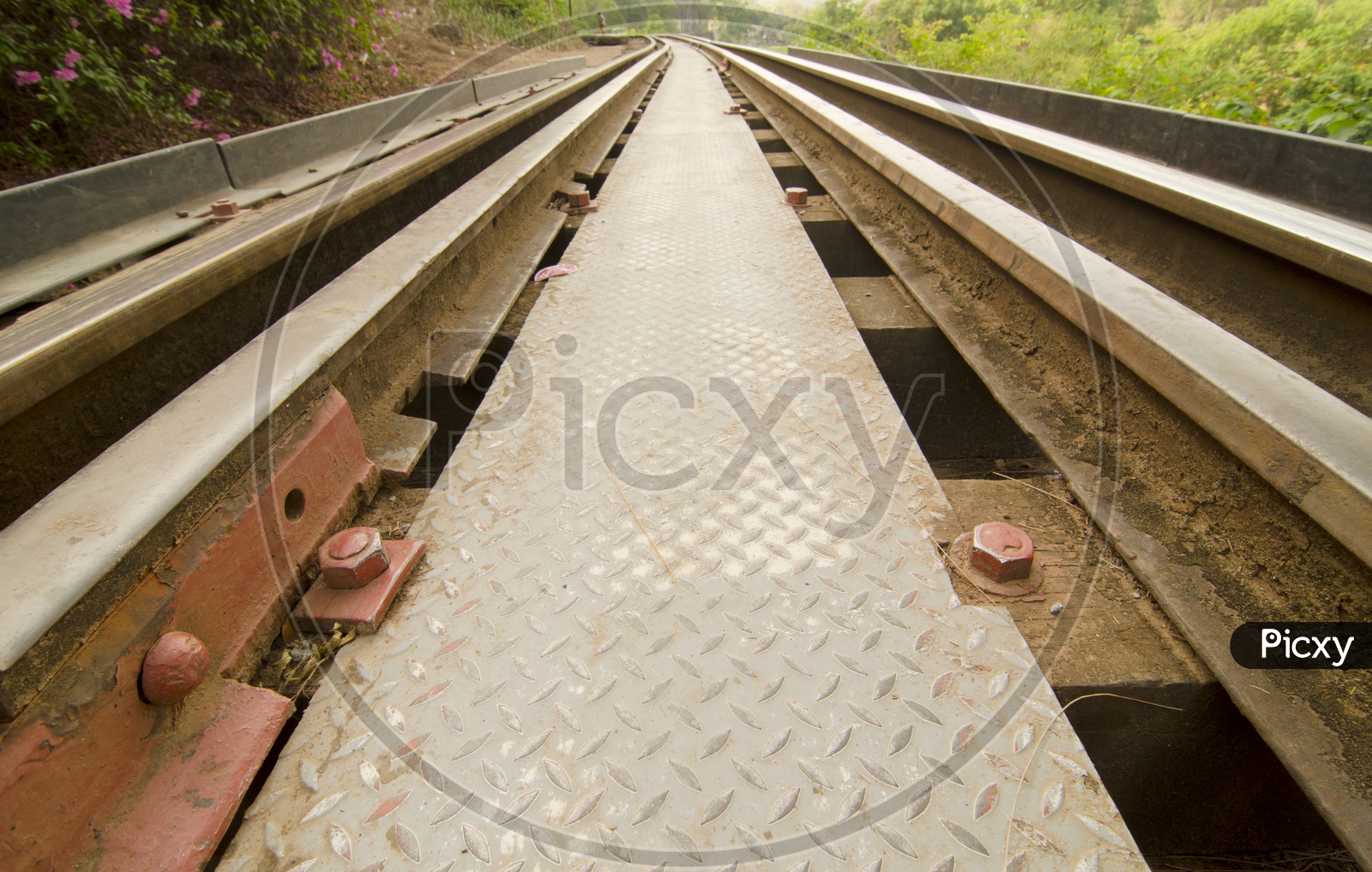 Closeup View of Rail Track