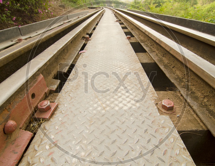 Closeup View of Rail Track