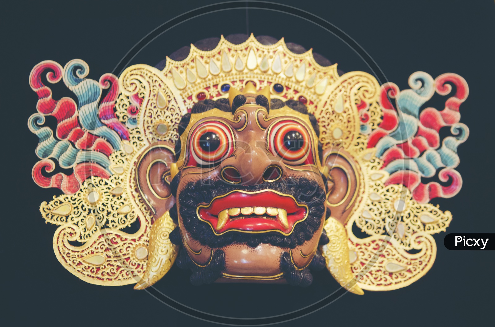 Wooden Barong mask from Tegallalang in Bali, Indonesia
