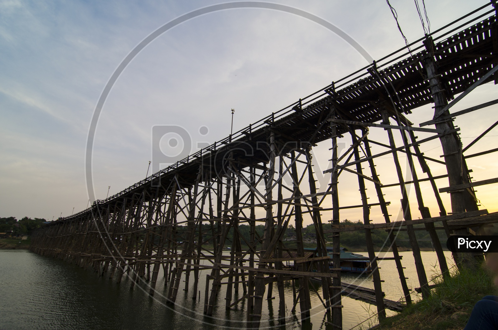structure of longest wooden bridge over River  Channel
