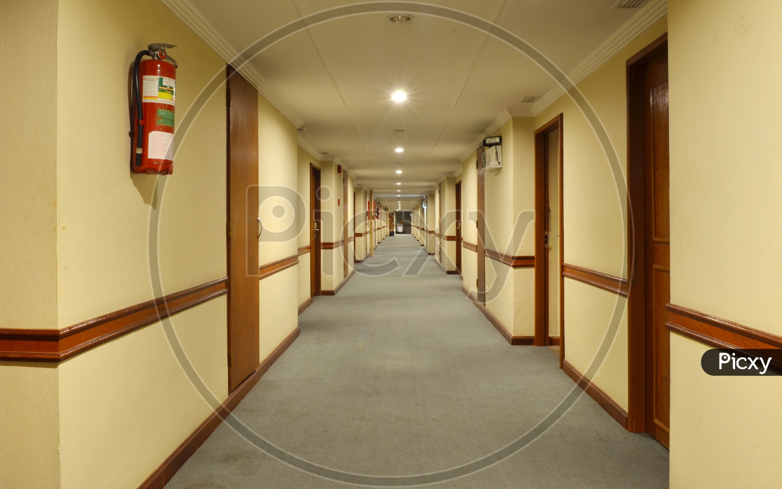 beautiful hotel corridor with carpet