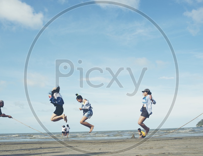 Tourists Playing in Krabi Beach