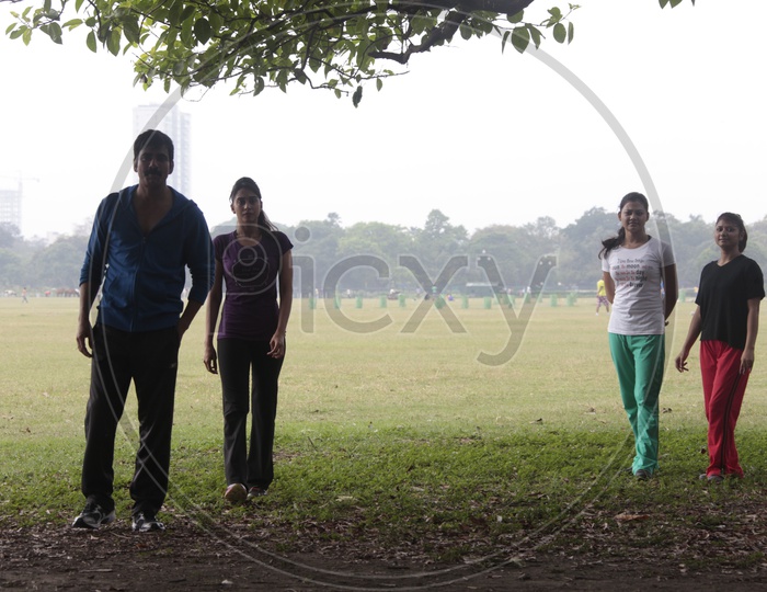 Indian girls wearing running wear going for a jog