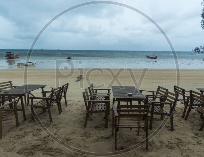 Restaurant Dining Tables At Krabi Beach