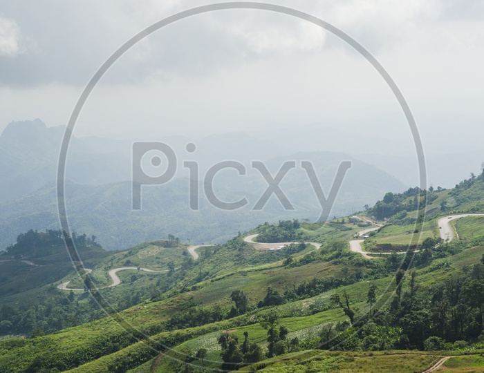 Landscape With Green Mountains With Ghat Road View