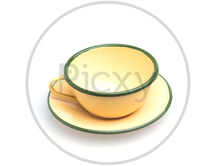 Vintage Zinc Coffee Cup Set isolated on white background