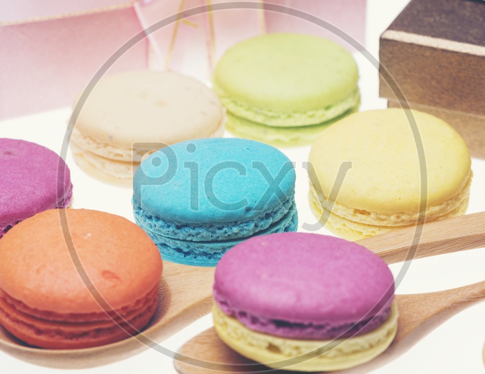 Colorful macaroons or Cookies  on white background.