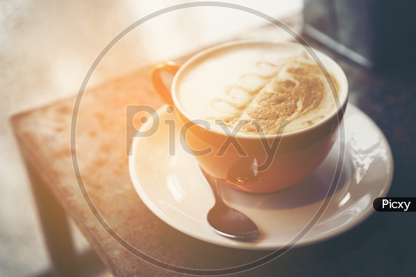 coffee latte art in coffee shop or Cafe