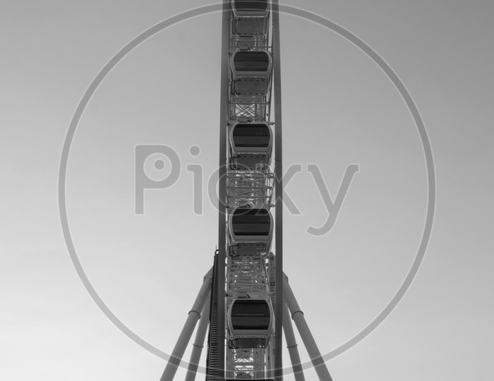Beautiful large Ferris wheel in black and white Color