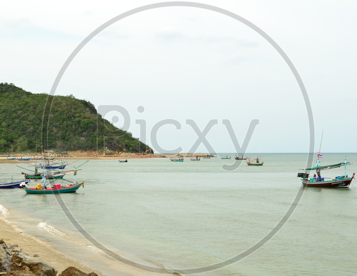 trawler Or Fishing Boats On Sea Waters at a Beach