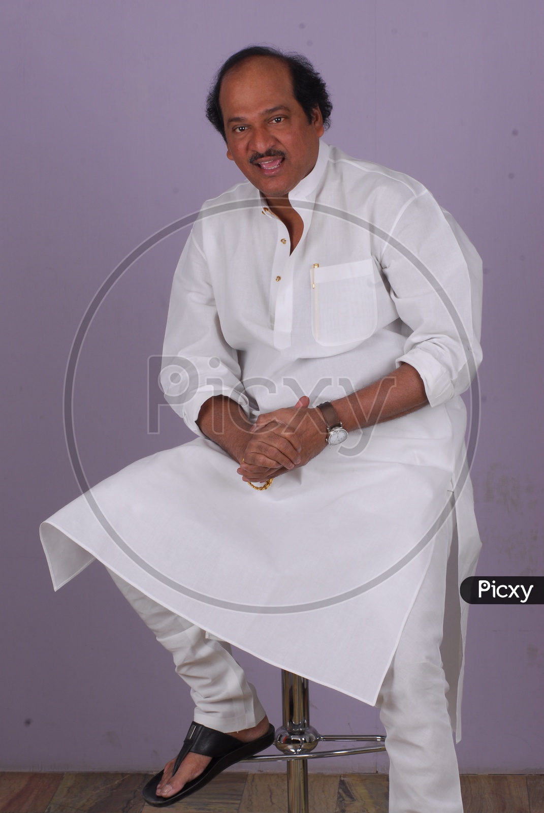 Tollywood Movie Actor - Rajendra Prasad wearing White Kurta Pyjama