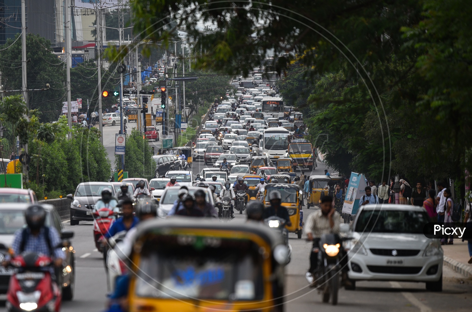 Urban City Roads Full Of Commuting Vehicles