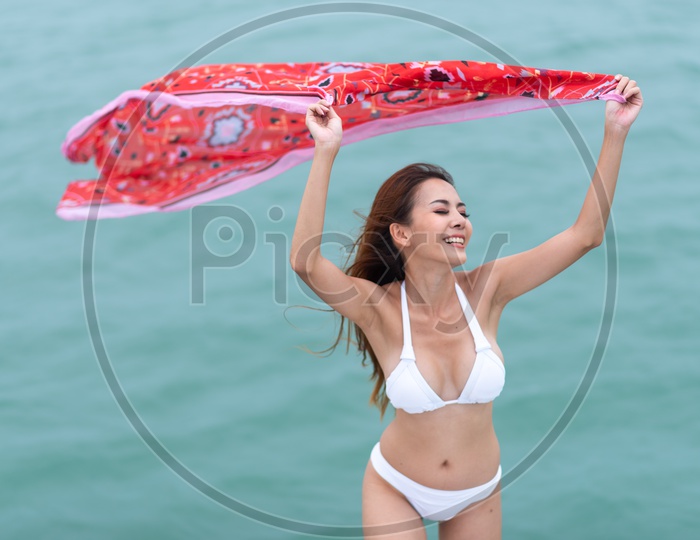 Asian Girl Enjoying Yacht Party