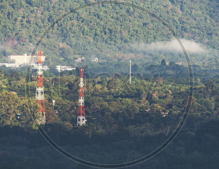 Telephone tower in the forest