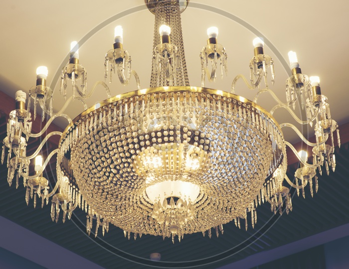 Beautiful chandeliers in luxury hotels.