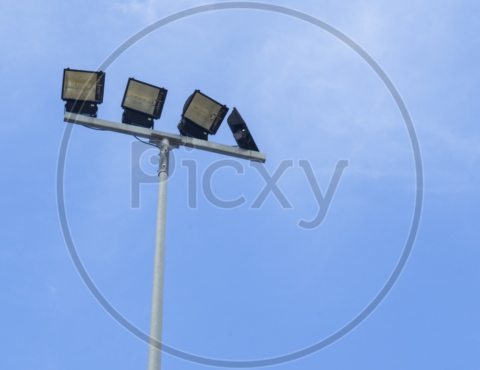 street lamp Post  with blue sky Background