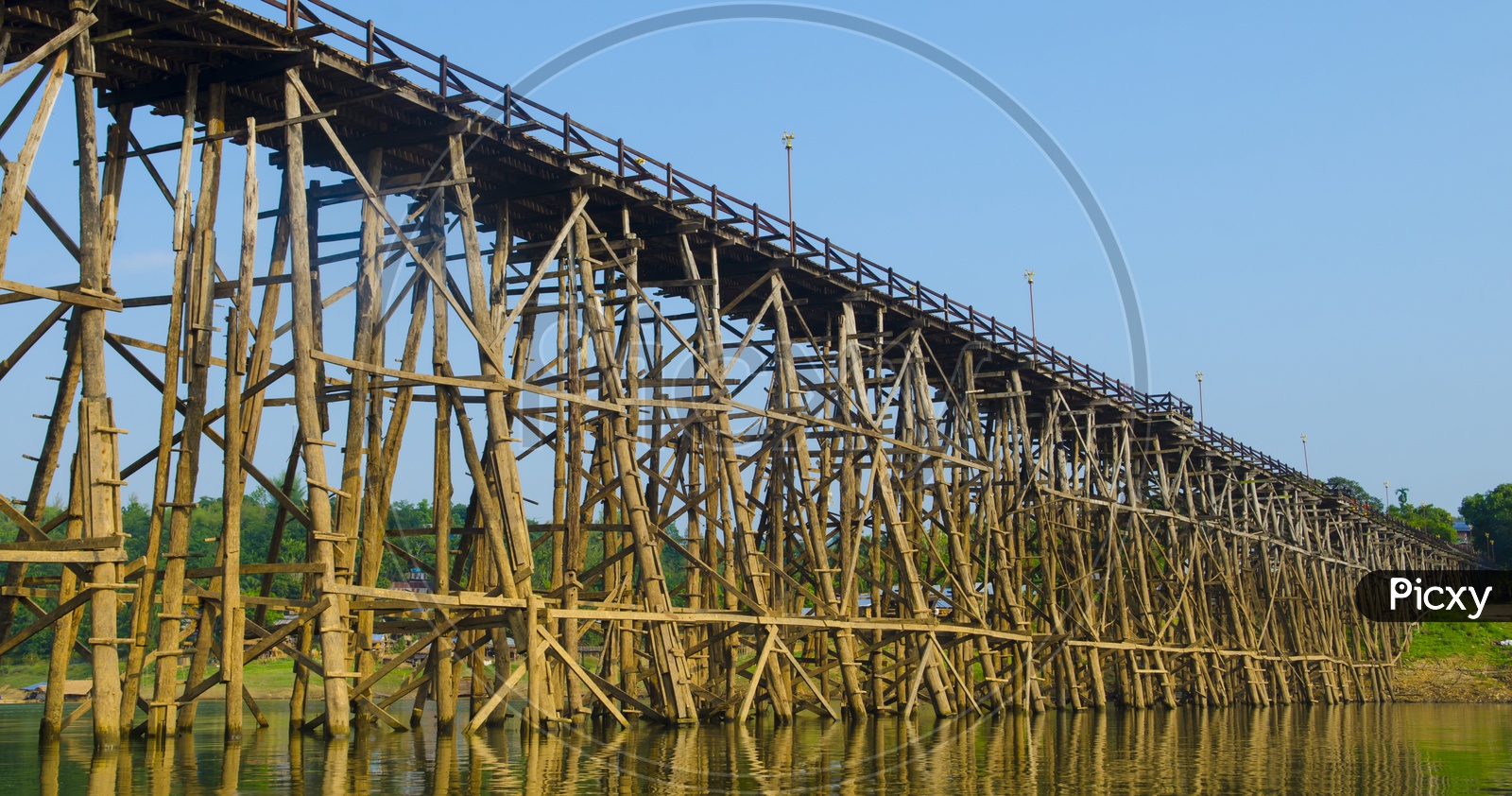 Mon Bridge in Sangkhla Buri Built With Wooden Logs