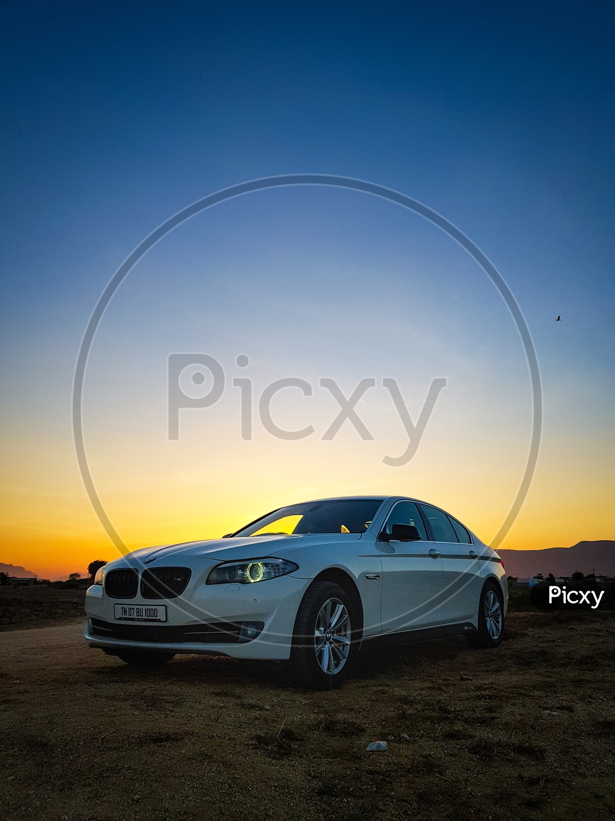 BMW 520d during sunset