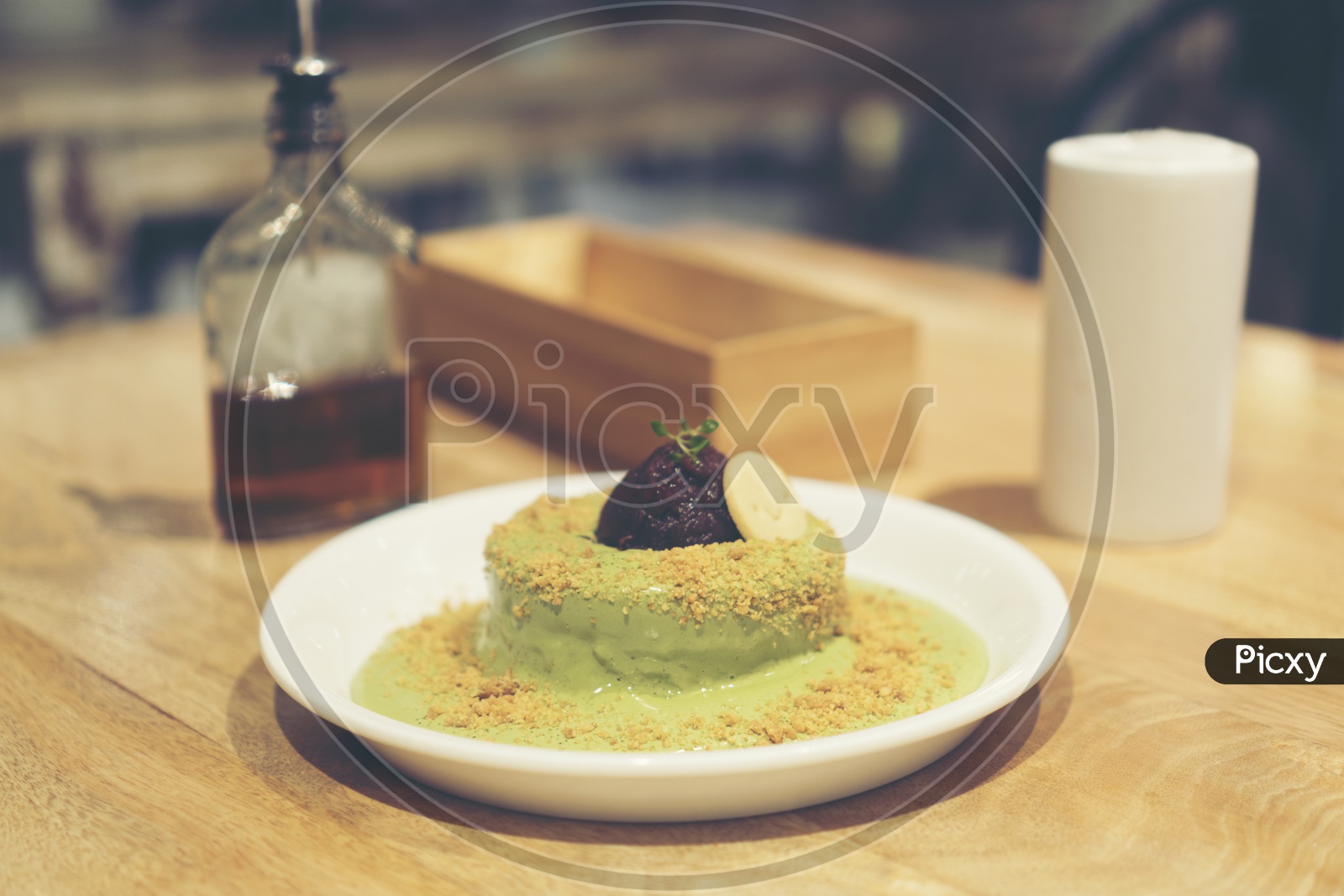 Matcha Green tea Hot Cake Served In a Plate