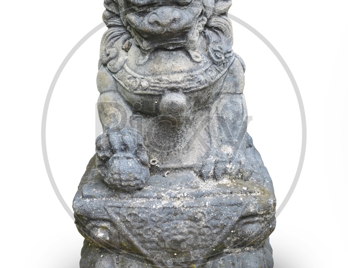 Chinese lion statue On Isolated White Background