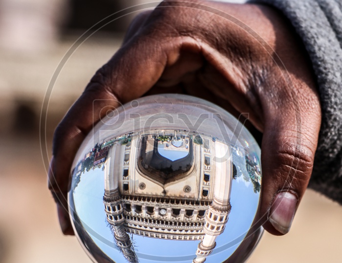 Inverted View Of Charminar in Lens Ball