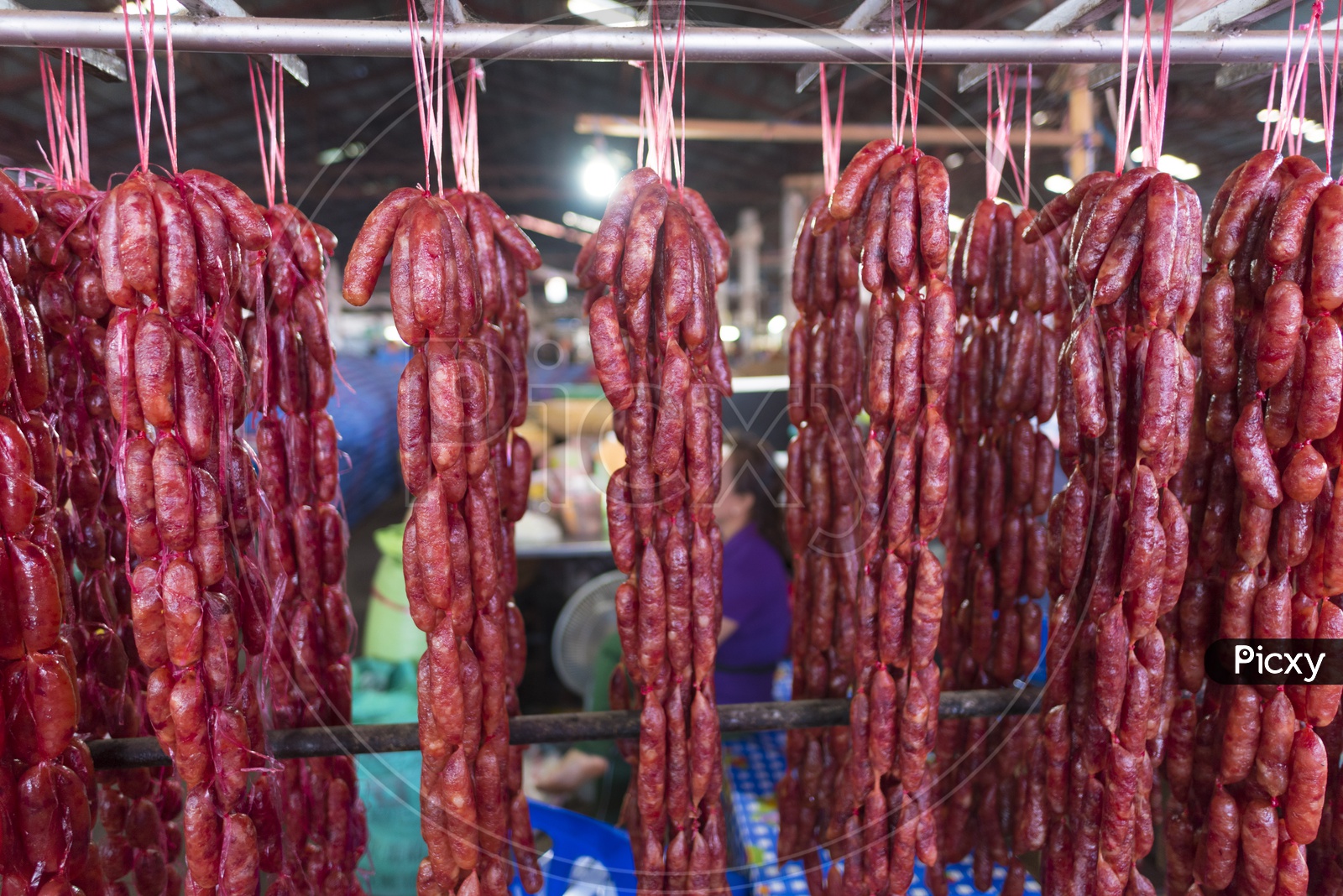 Meat Sausage In a Vendor Stall