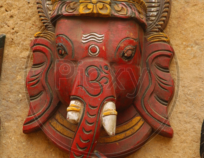 Lord Ganesh Totempole Being Hanging to a Wall