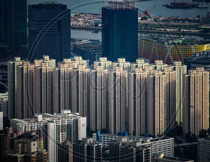Layers of  Skyscrapers in Hong Kong