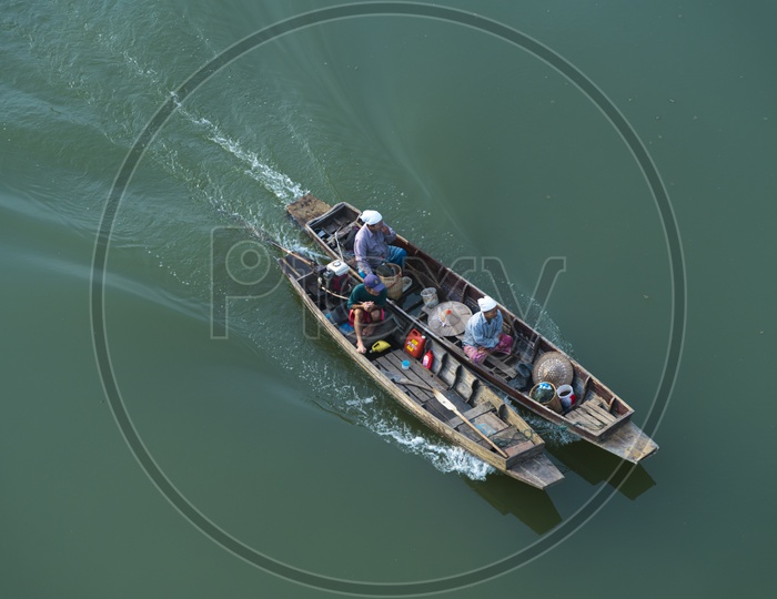 Thailand Fishermen sailing a boat