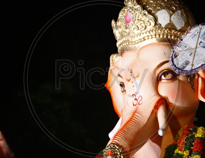 Lord Ganesh Idol Closeup In Procession
