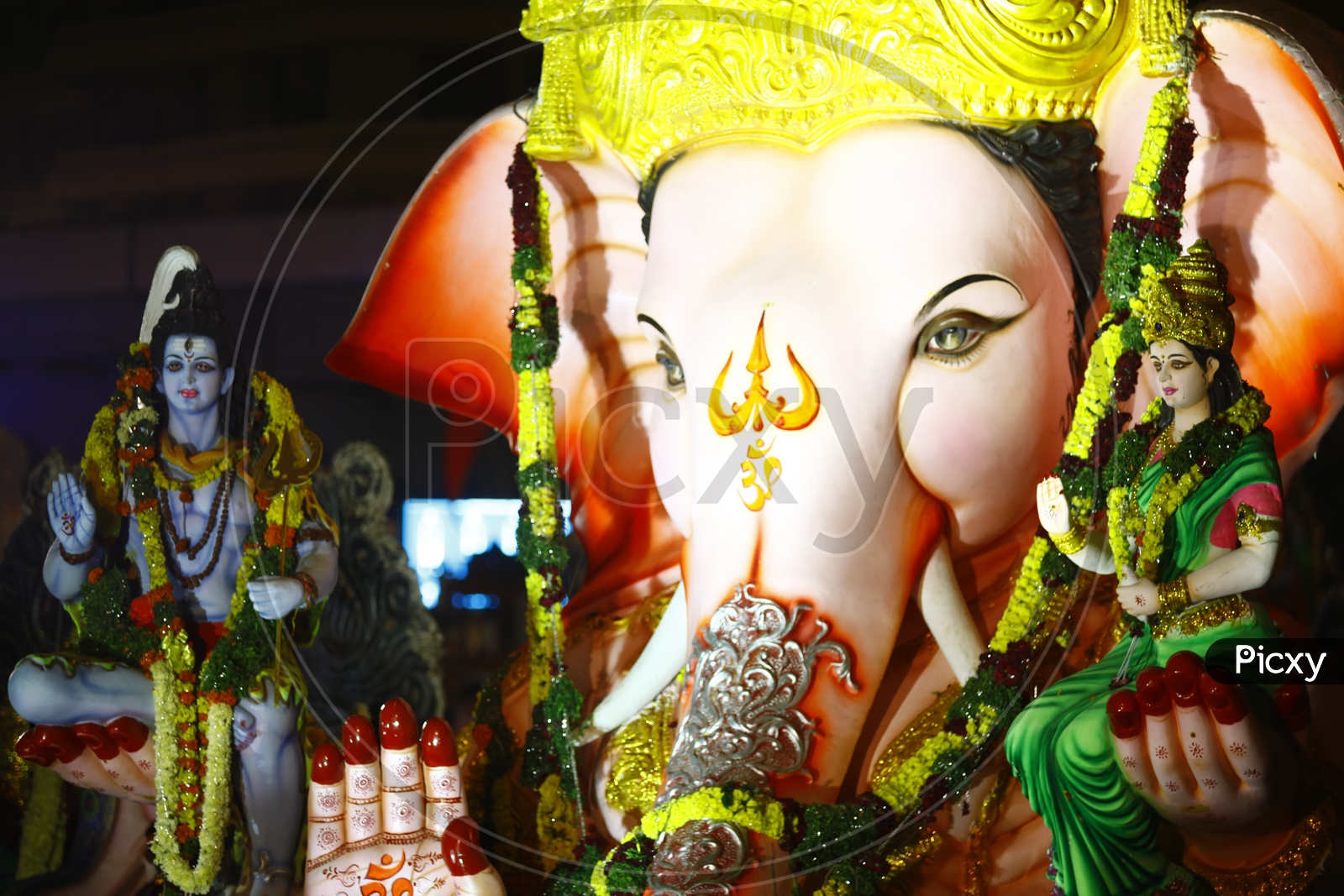 Lord Ganesh Idol in Procession During Immersion or Visarjan