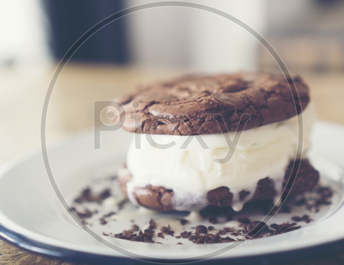 Chocolate Cookies and Ice Cream in a Plate, Thailand