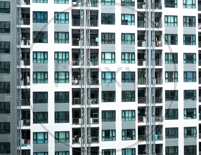 Facade of Hong Kong modern skyscrapers