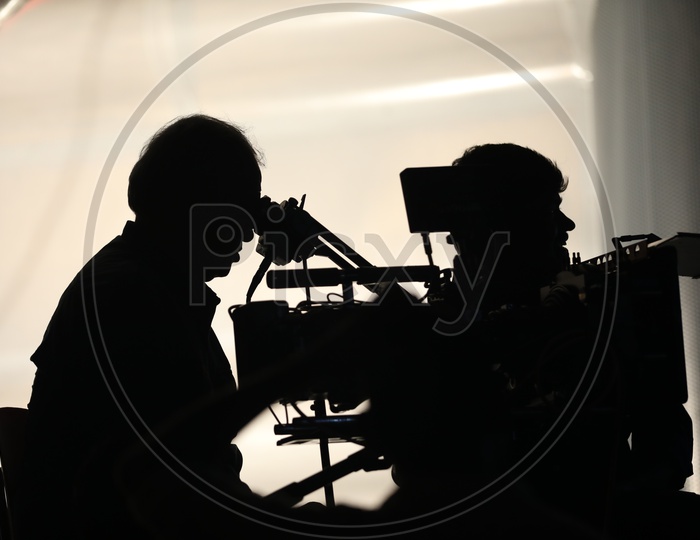 Silhouette of cinematographer