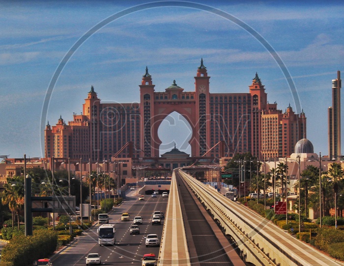 Long view of Atlantis hotel